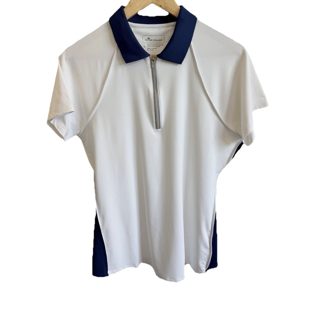 Peter Millar Performance Golf 1/2 Zip Polo Shirt Womens Lg Preppy High Hampton